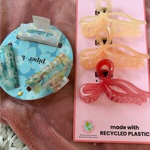 Piper + I Iridescent Resin Hair Claw Clips Set – Pastel Multicolor & Coral